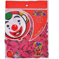 Globo Latex Decorator Redondo N° 12 Payaso C/100 Piezas Color Fucsia