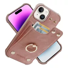 Pytwopy Anillo Funda Cartera Case Leather Para iPhone