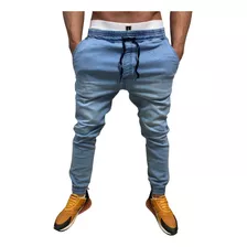 Calça Jeans Masculina Jogger Punho Elastico Rasgada Destroye