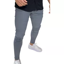 Calça Alfaiataria Bengaline Masculina Skinny Premium Cinza