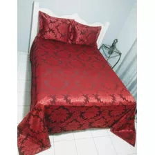 Kit Cobreleito Casal Queen Size 5 Peças Jacquard Soft Com 2 Travesseiros Siliconizados Muito Macios