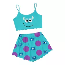 Pijama Curto Adulto Feminino Blusa E Short Doll