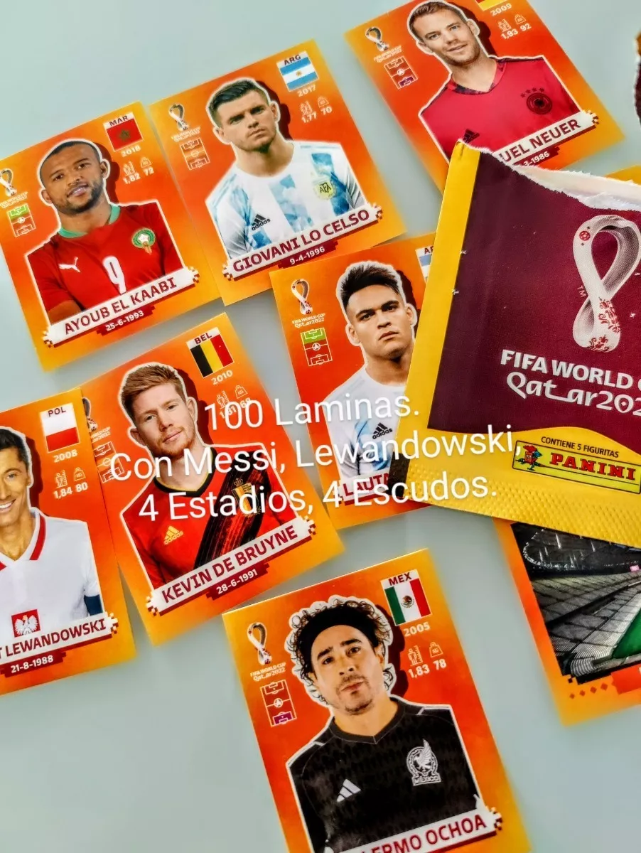 100 Laminas Diferentes Mundial Panini Qatar 2022 + Messi