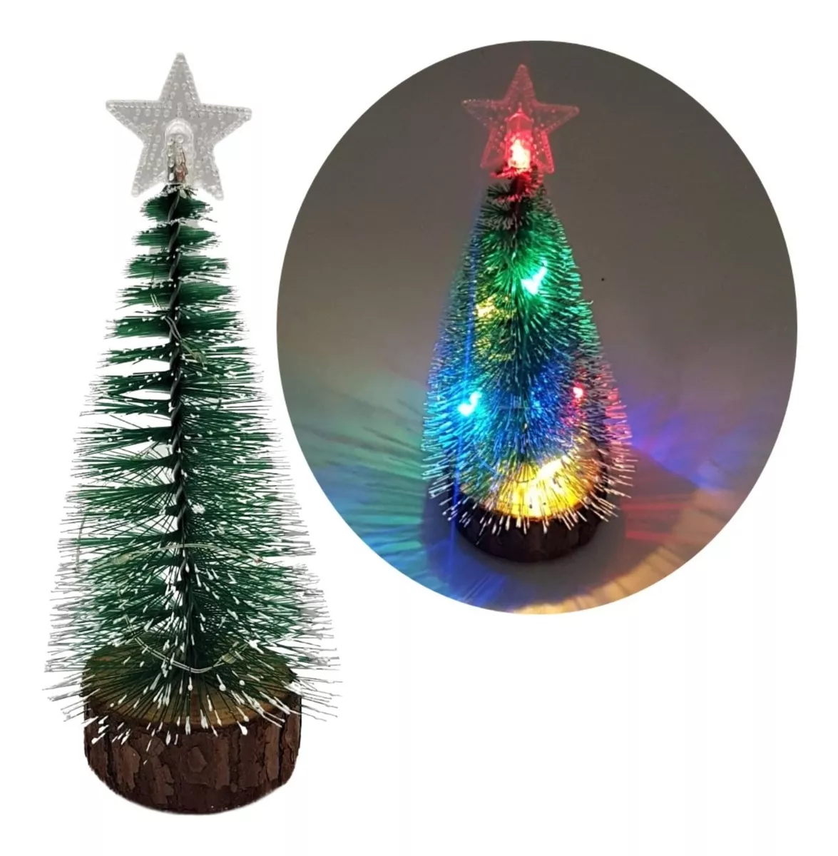 Mini Árbol Pinito Arbolito Nevado C/luces Navideño Navidad 