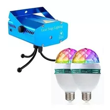 Combo 1 Proyector Audio Ritmico + 2 Luces Led Giratorias