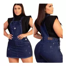 Jardinheira Short Saia Jeans Feminino Plus Size C/laycra 