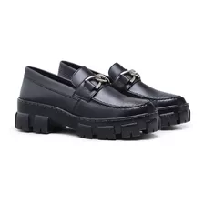 Mocassim Feminino Oxford Tratorado Blogueira Corrente Hype