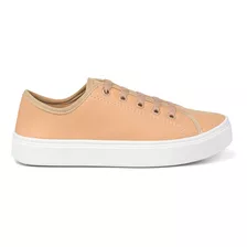 Tênis Feminino Sapatênis Casual Nude Confortável Sola Alta