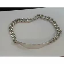 Pulsera Plata Fina Identificacion Con Tallado Gratis 