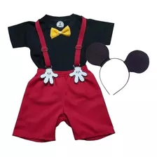 Conjunto Roupa Festa Mickey Fantasia Meninos Regata 1-4 Anos