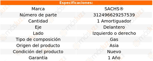 1- Amortiguador Gas Delantero Izq/der Gmc Envoy 02/08 Sachs Foto 2