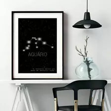 Quadro Decorativo Constelação Signo Aquário - 60x48cm