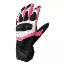 Guantes Moto Atrox Gp Drive Negro Blanco Rosa