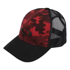 Boné Oakley Metal Ellipse Camo Trucker Red Line Aba Curva