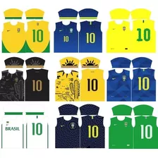 Vetor Camisa Brasil Sublimação Copa Do Mundo 2022 Vetor