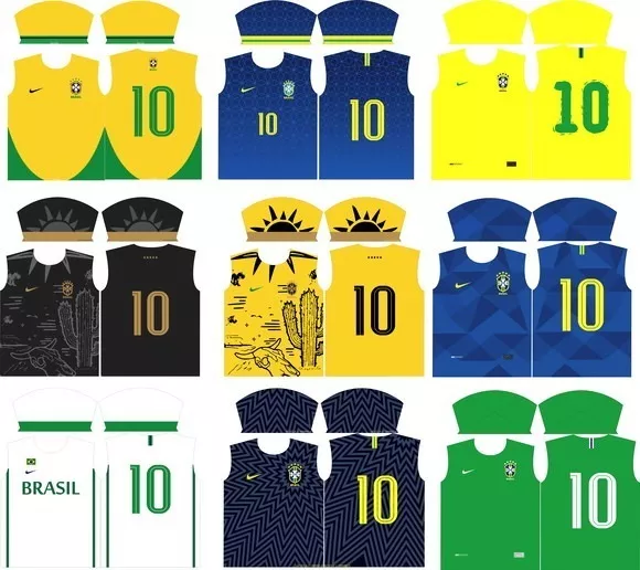 Vetor Camisa Brasil Sublimação Copa Do Mundo 2022 Vetor