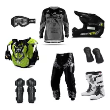 Kit Conjunto Roupa Equipamento Trilha Motocross Piloto