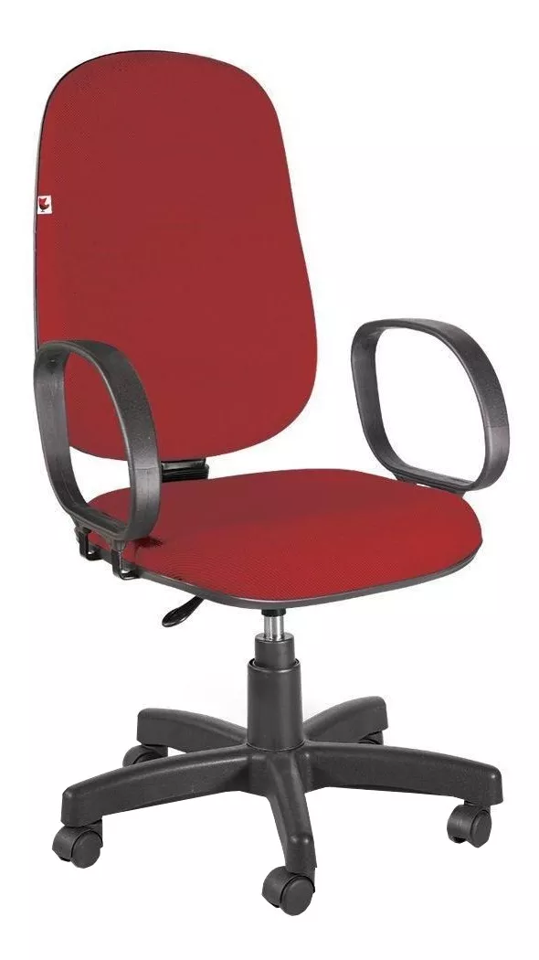 Cadeira De Escritório Shop Cadeiras Presidente Giratória Braços  Vermelha Com Estofado De Tecido
