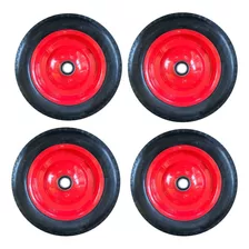 4 Pneus Para Carrinho De Mão Completo Solido Maciço 80 Kg