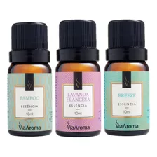 Kit Essências Via Aroma Bamboo, Lavanda Francesa E Breeze