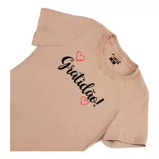 Blusa Feminina Tshirt Gratidão Algodão Básica Gola Redonda