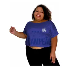 Tshirt Cropped Plus Size Feminino Torcedora Brasileira Copa