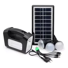 Kit Lampara De Emergencia Solar Camping Usb + 3 Ampolletas Color Negro