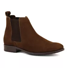 Chelsea Boots Masculina Couro Nobuck Legitimo Cor Marron