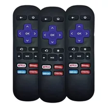 3 Controles Compatível Roku Tv Express Botão Netflix Hbo Go