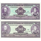 Excelentes Billetes De 10 Bs Bolívares. Año 1990 - 1995.