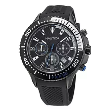 Reloj Nautica Napp25f17 Para Hombre Malla Negro Bisel Plateado/negro Fondo Negro