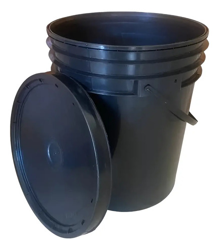 Balde 20l Con Manija Y Tapa Cultivo Hidroponia Negro