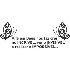 2 Borboleta Frase A Fé Em Deus, Adesivo Decorativo De Parede