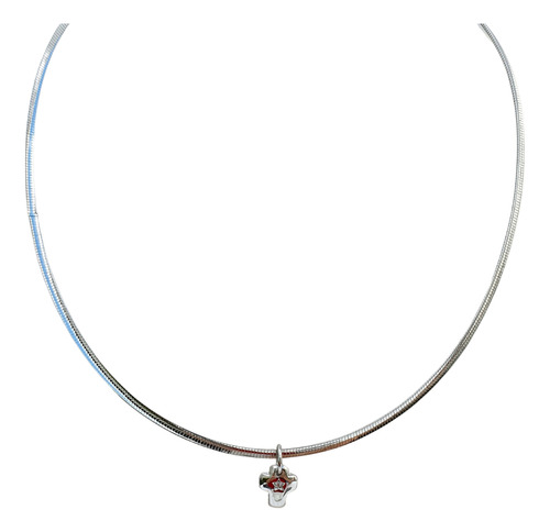 Colar Hstern Choker Omega Com Pingente Cruz Em Ouro 18k 750 Branco