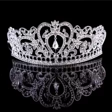 Coroa Tiara Cabelo Noiva Alta Strass Debutante Cor Cinza Claro