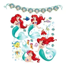 Painel Festa Fundo Do Mar + Faixa Parabéns Original Disney