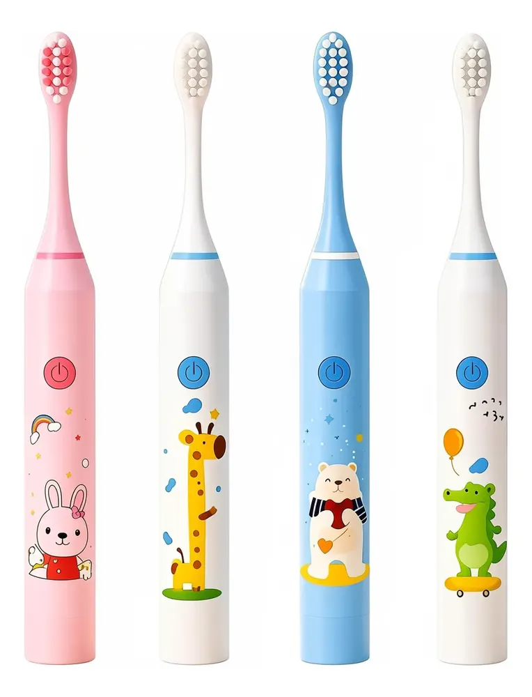 Escova Elétrica Infantil Recarregável USB com 4 Cabeças