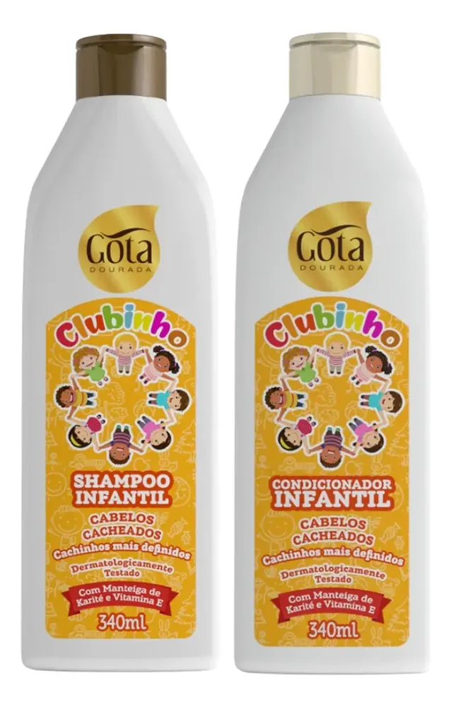 Kit Gota Dourada Clubinho Cacheados Shampoo e Condicionador