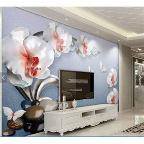 Papel De Parede 3d Orquideas Casa Móveis E Decoração No Mercado