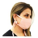 Máscara Tecido Facial Rosto Dupla Camada Tira Tiras Amarrar