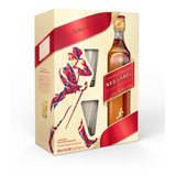 Estuche Whisky Johnnie Walker Red Rojo + 2 Vasos X 750cc