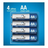 Pilhas Recarregáveis Multilaser Aa 2500mah 4 Unidades Cb052