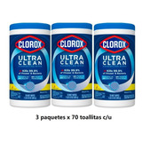 Toallitas Desinfectantes Clorox Ultra Clean -3 Botes Con 70