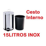Lixeira Inox Pedal 15l Recipiente Interno Plástico