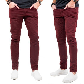 calça jeans vermelha