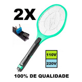 2un Raquete Elétrica Recarregável Mata Mosquito Mosca Bivolt