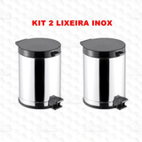 Cesto Lixo 5 Litros Inox Pedal *** Kit 2 Peças *** Ofertão