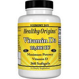 Vitamina D3 10.000 Ui Healthy Origins 360 Cápsulas Original