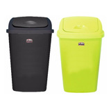 2 Tachos De Basura 50 Lts Cesto Colombraro 1 Negro +1 Verde