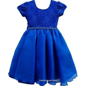 vestido azul royal infantil princesa